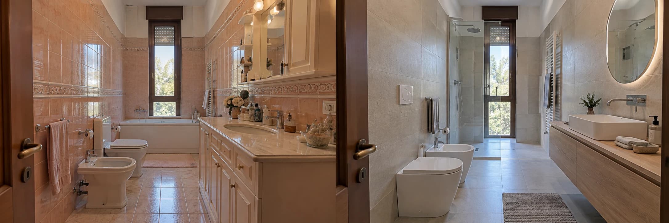 Un bagno lungo, più funzionale, prima